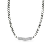 Short Curb Chain Necklace with Diamond Roll Bar