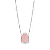 Rose Quartz and Diamond Buddha Pendant Chain Necklace - 19"