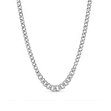 Tapered Cuban Link Chain Necklace with Pave Diamonds - 17"