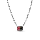 Watermelon Tourmaline with Diamond Halo Curb Chain Necklace - 16-18"