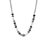 Grey Mixed Gems and Cable Chain Necklace - 18"