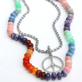 Diamond Peace Sign Medallion on Cable Chain Necklace - 18"