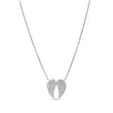 Diamond Double Angel Wing Pendant on Cable Chain Necklace - 17-18"