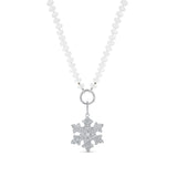 Diamond Snowflake Pendant on Moonstone Knotted Necklace - 18"