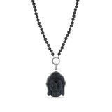 Carved Resin Buddha on Onyx Beaded Chain-36"