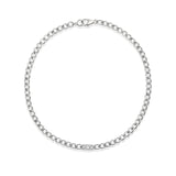 Flat Curb Chain Necklace with Diamond Mosaic Station - 17"