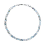 Moss Aquamarine Beaded Strung Necklace with Diamond Rondelles