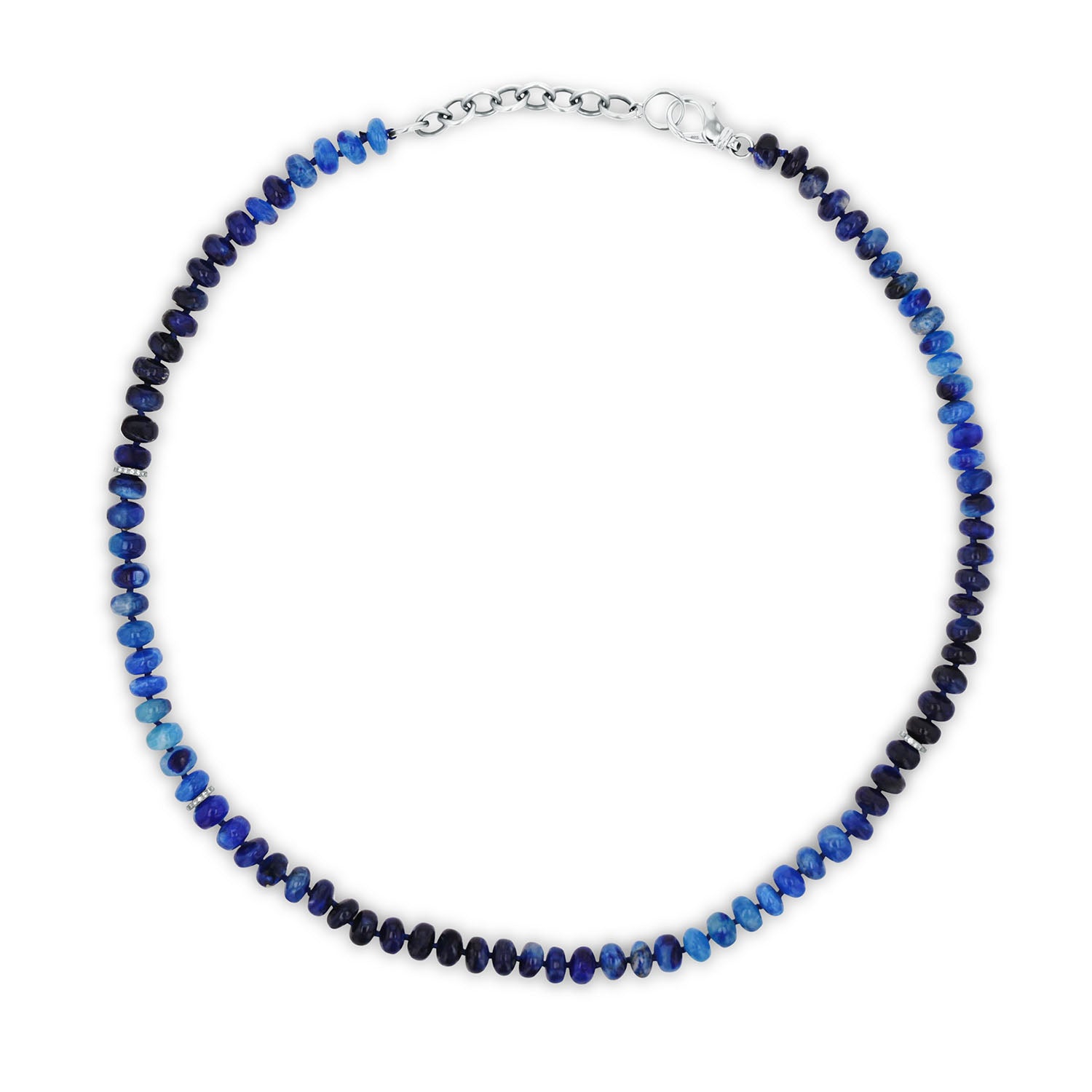 Afghanite Ombre Knotted Necklace with Diamond Rondelles - 18