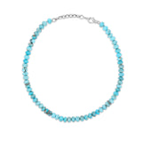 Arizona Turquoise Strung Necklace with Diamond Rondelles - 18" - 20"