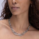 2 Diamond Link Paperclip Chain Necklace - 18"