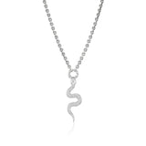 Diamond Snake Pendant on Cable Chain Necklace - 20"