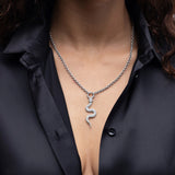 Diamond Snake Pendant on Cable Chain Necklace - 20"