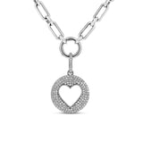 Diamond Cut Out Heart Pendant on Soho Link Necklace - 18"