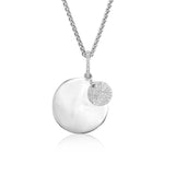 Custom Engravable Medallion Pendant with Diamond Disc Charm Necklace - 18"