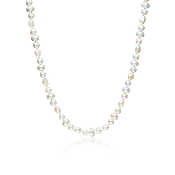 White Pearl Knotted Necklace - 18