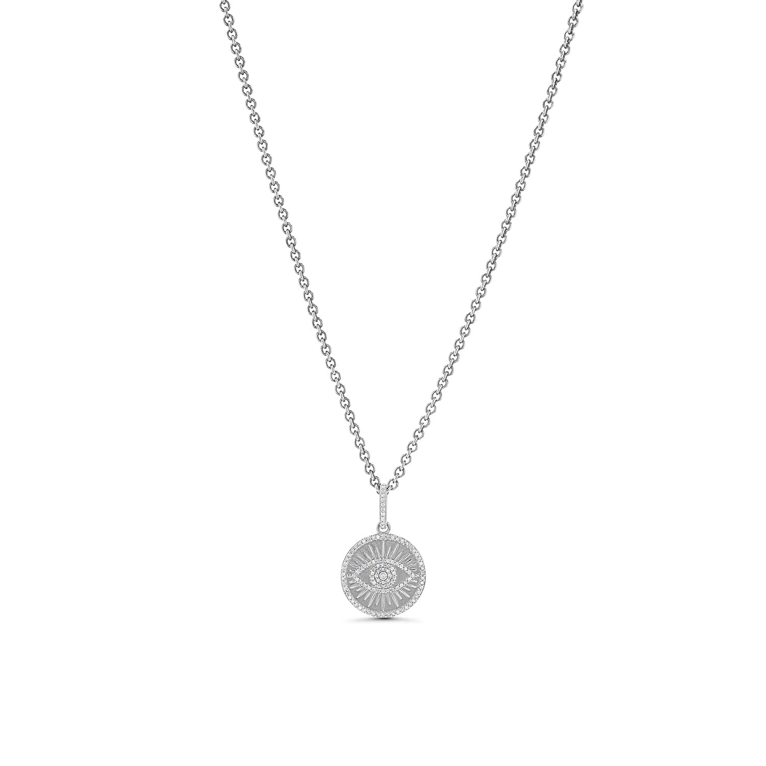 Diamond Evil Eye Coin Charm Pendant