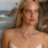 Chrysoprase Knotted Necklace with Baroque Pearl and Diamond Rondelles - 18"