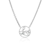 Diamond Heartstring LOVE Round Pendant on Cable Chain Necklace - 17"