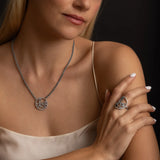 Diamond Heartstring LOVE Round Pendant on Cable Chain Necklace - 17"