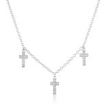 Diamond Cross Charms on Cable Chain Necklace