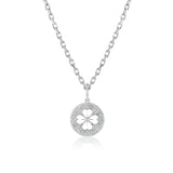 Silver & Diamond Open Clover Pendant on Forzentina Chain - 20"