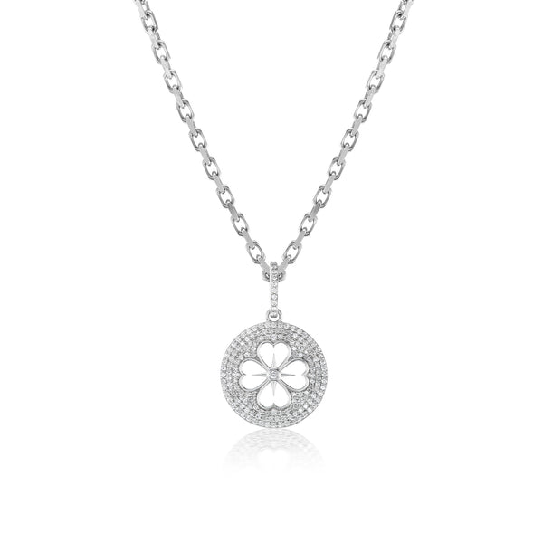 Silver & Diamond Open Clover Pendant Only or on Forzentina Chain