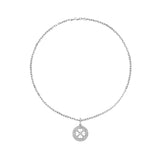 Silver & Diamond Open Clover Pendant on Forzentina Chain - 20"