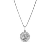 Silver and Diamond Guardian Angel Coin Necklace