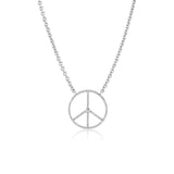 Diamond Peace Sign Pendant on Cable Chain Necklace - 18"