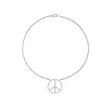 Diamond Peace Sign Pendant on Cable Chain Necklace - 18"