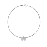 Diamond Orchid Pendant with Topaz Center on Cable Chain - 18"