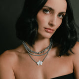 Diamond Orchid Pendant with Topaz Center on Cable Chain - 18"