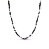 Blue & Gray Mix Strung Necklace with Diamond Rondelle - 18½"