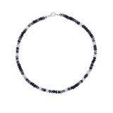 Blue & Gray Mix Strung Necklace with Diamond Rondelle - 18½"