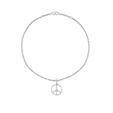 Diamond Peace Sign Medallion on Cable Chain Necklace - 18"