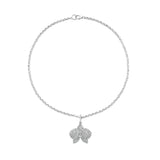 Diamond Orchid with Topaz Center Pendant on Belcher Chain - 18"
