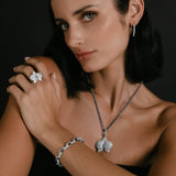 Diamond Orchid with Topaz Center Pendant on Belcher Chain - 18"