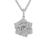 Diamond Rose Pendant on Belcher Chain Necklace - 18"
