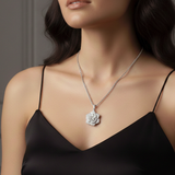 Pendentif rose en diamant sur chaîne Belcher - 45,7 cm