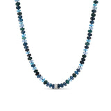 Matin Bleu Mix Beaded Knotted Necklace with 3 Diamond Rondelles - 18"