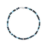 Matin Bleu Mix Beaded Knotted Necklace with 3 Diamond Rondelles - 18"