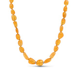 Yellow Aquamarine Beaded Knotted Necklace with 2 Diamond Rondelles - 18"