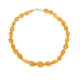 Yellow Aquamarine Beaded Knotted Necklace with 2 Diamond Rondelles - 18"