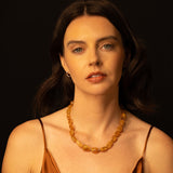 Yellow Aquamarine Beaded Knotted Necklace with 2 Diamond Rondelles - 18"