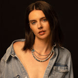 Australian Opal Hand Strung Necklace with Diamond Rondelle - 20"