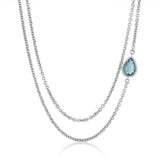 Aquamarine Waterdrop on Layered Chain Necklace - 17"