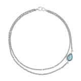 Aquamarine Waterdrop on Layered Chain Necklace - 17"