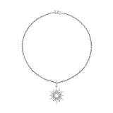 Collier avec pendentif soleil en diamant et centre ouvert sur chaîne câble - 45,7 cm
