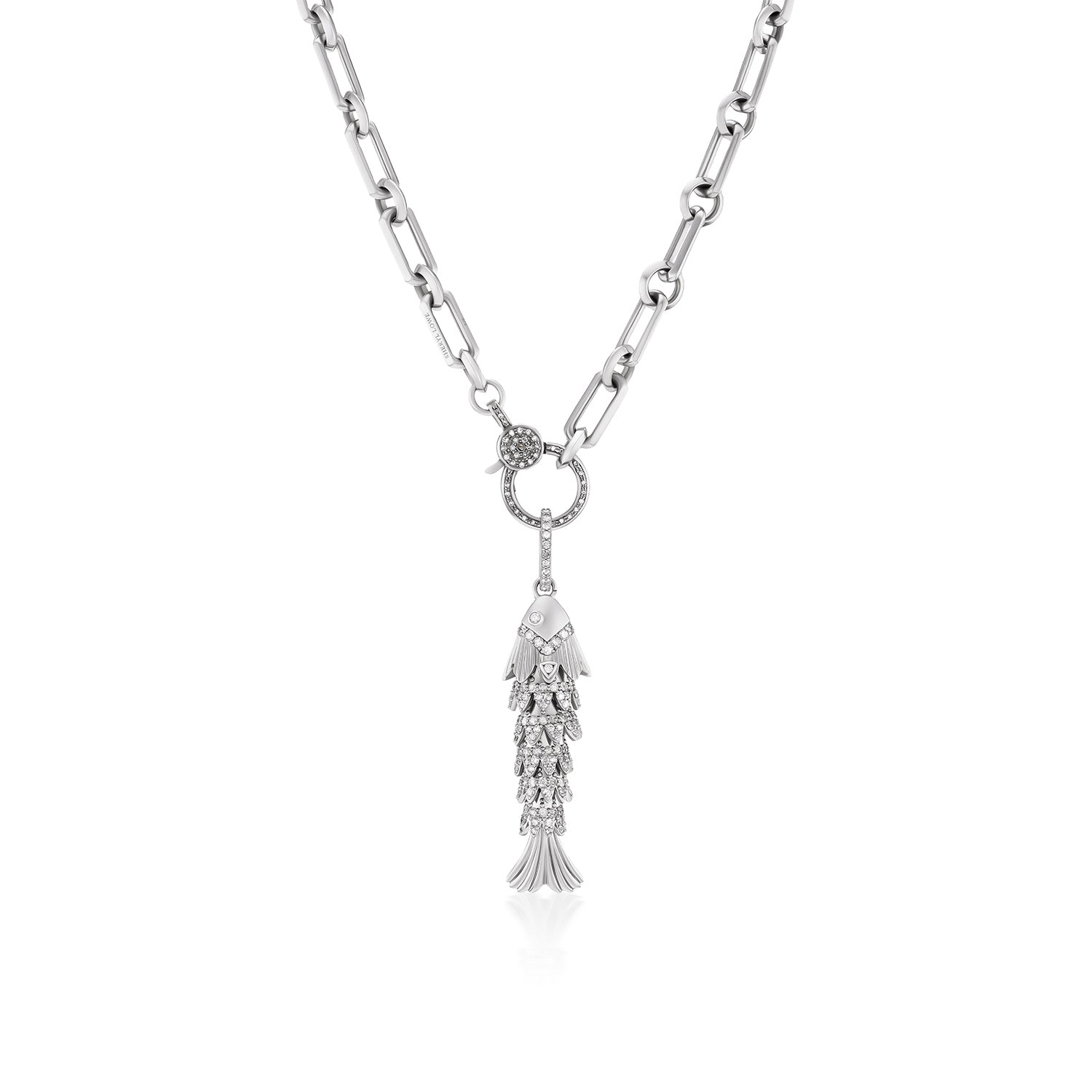 Diamond Fish Chain Swimming Through Life Diamond Articulated Fish Pendant Necklace - 17 ...