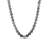 Tahitian Pearl Knotted Necklace with Diamond Ball Bead - 18"